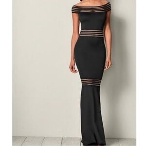 Venus Bodycon Gown Black Off-Shoulder Dress